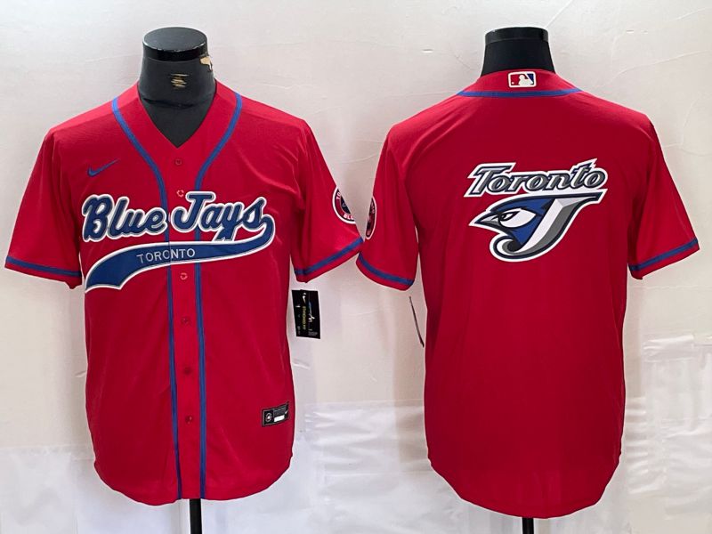 Men Toronto Blue Jays Blank Red Nike Game MLB Jersey style 2->toronto blue jays->MLB Jersey